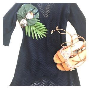 J. Valdi Navy/Black Crochet Swim Cover👙🌞🌊